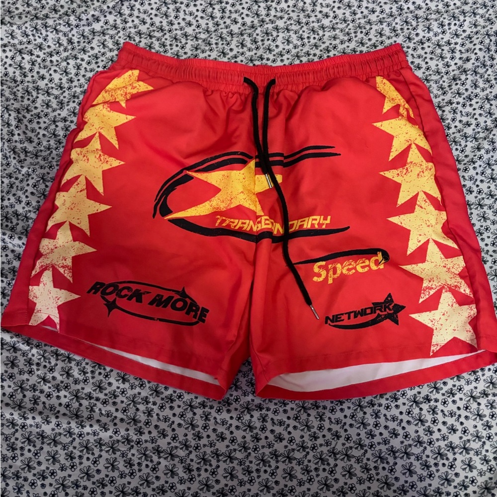 ROMWE Red and Yellow Athletic Shorts